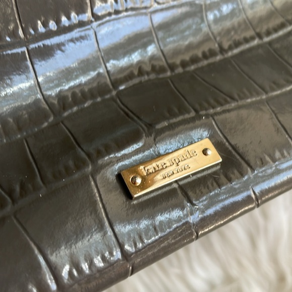 Kate Spade Constance Knightsbridge Gray Croc Embossed Leather Bag EUC - Picture 2 of 16